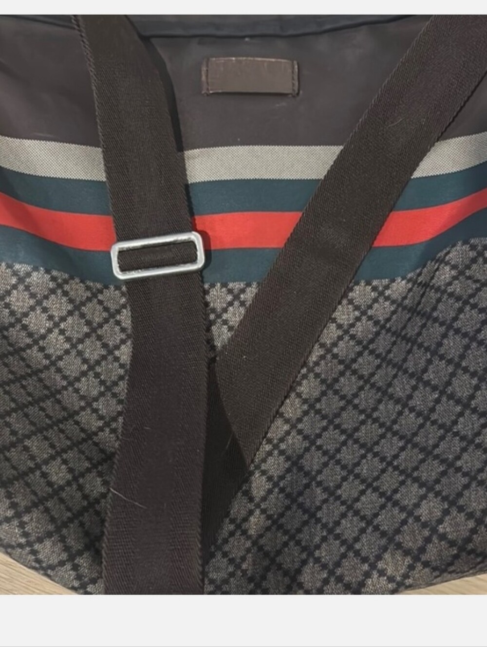 LAST CHANCE-Authentic Gucci Diamante Brown Crossbody Web Nylon Messenger Bag - Picture 12 of 16